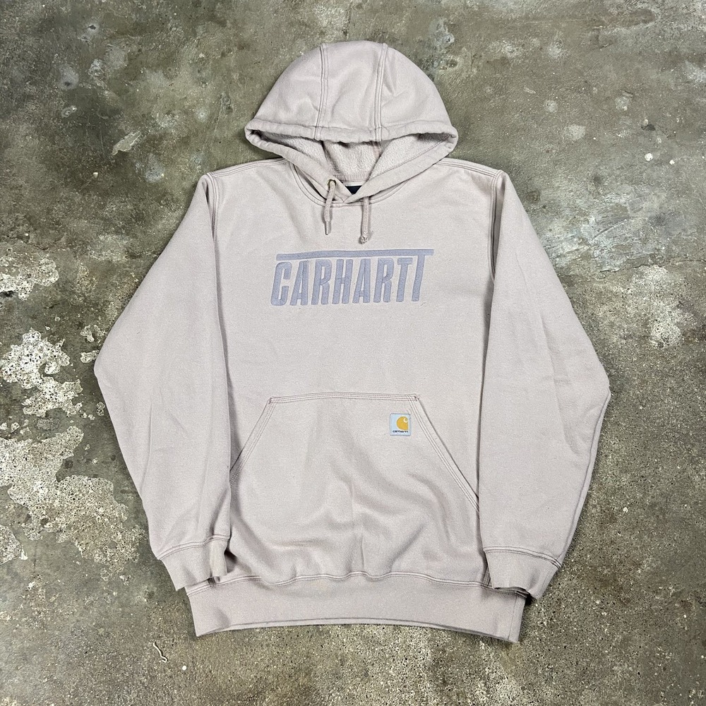 Carhartt Sweatshirt Size Medium Pink Pullover Hoodie Loose Fit Embroidered Logo